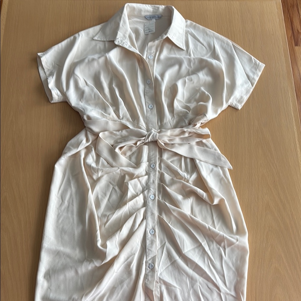 Elegant Cream Shirt Dress